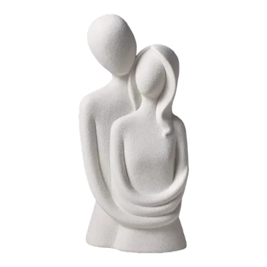 Figurka Ceramiczna Dekoracyjna Para Zakochanych - Biała 21cm