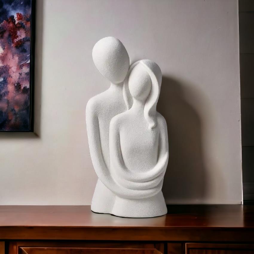 Figurka Ceramiczna Dekoracyjna Para Zakochanych - Biała 21cm