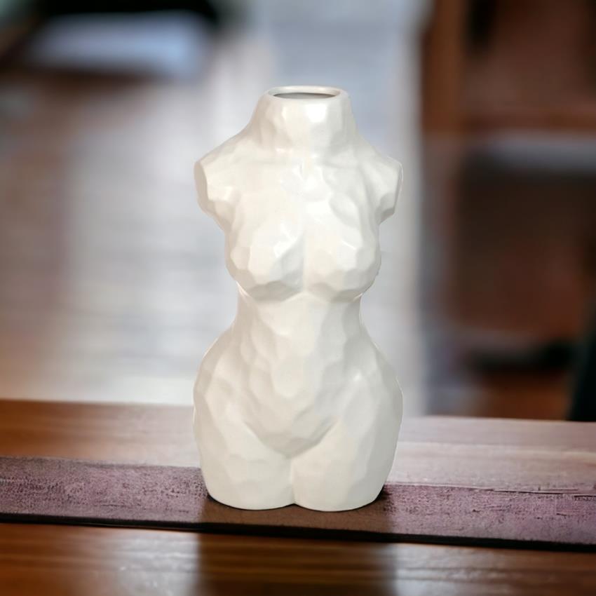 Wazon ceramiczny Kobiece ciało Nowoczesny biały na kwiaty designerski