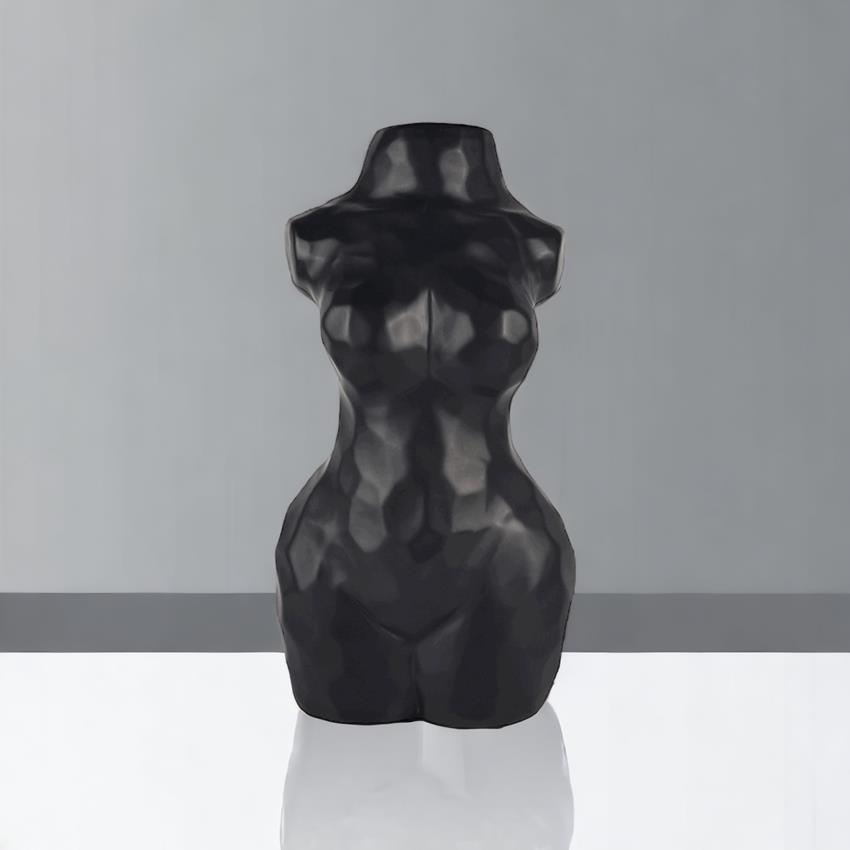Wazon ceramiczny Kobiece ciało Nowoczesny czarny na kwiaty stylowy