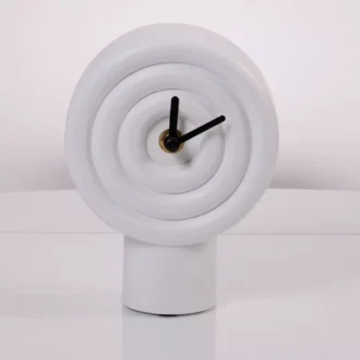 Dekoracyjny Zegrar Ceramiczny Biały Stojący na Półkę do Salonu Sypialni Pokoju