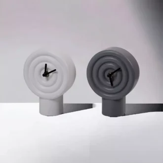 Dekoracyjny Zegrar Ceramiczny Biały i Czarny Zestaw Stojący na Półkę do Salonu Sypialni Pokoju