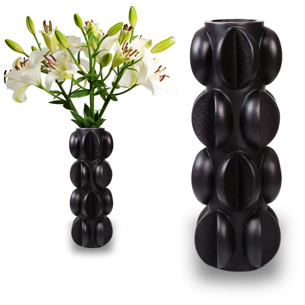 Wysoki Wazon Dekoracyjny Ozdobny Czarny Mat - 37cm - obrazek 2
