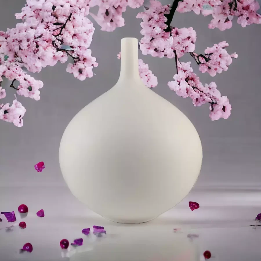 Wazon ceramiczny dekoracyjny biały gładki z wąską szyjką
