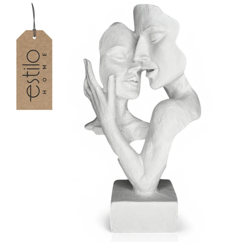 Figurka para kochankowie biała czarna nowoczesna rzeźba prezent rocznica