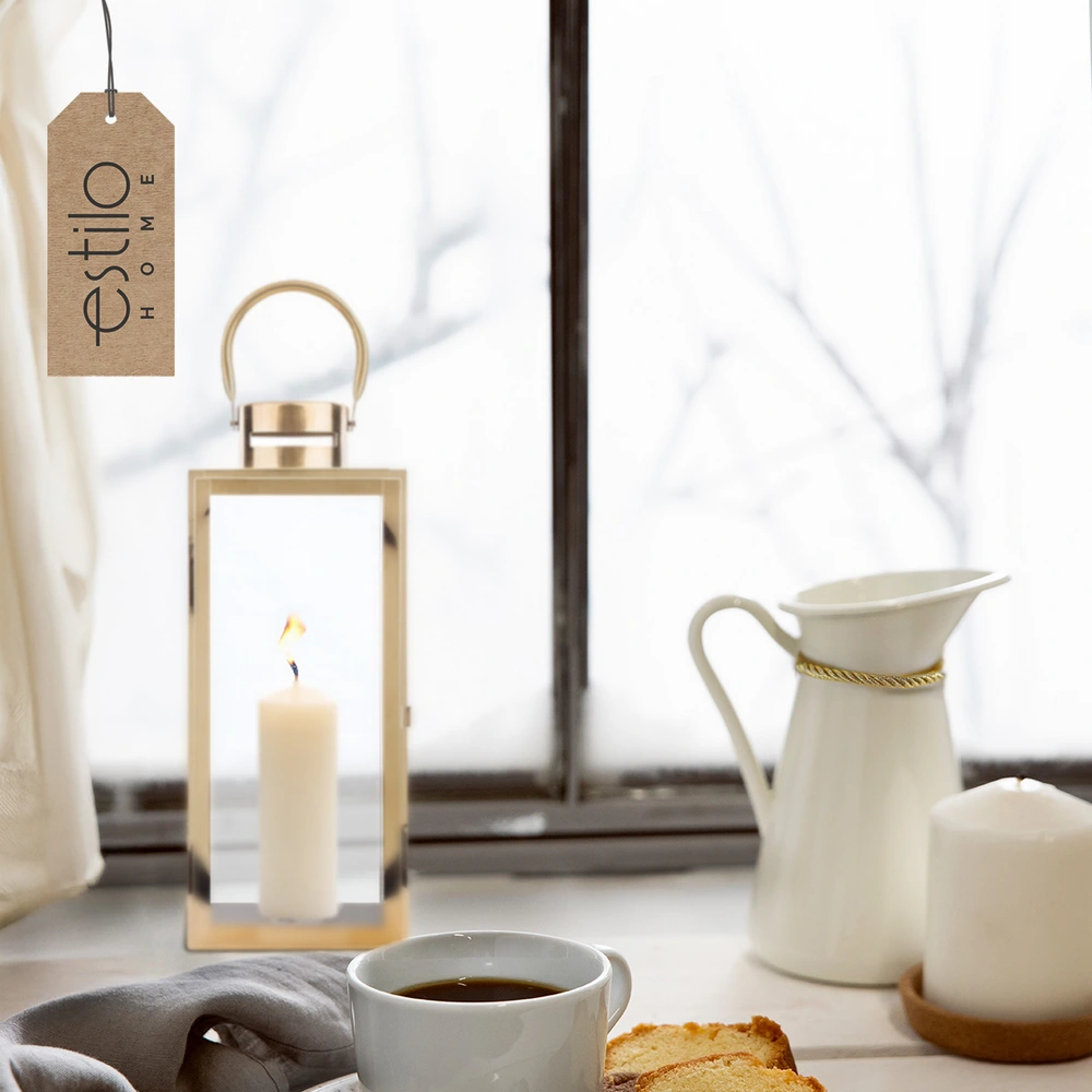 lampion złoty prostokątny do salonu ogrodu na taras