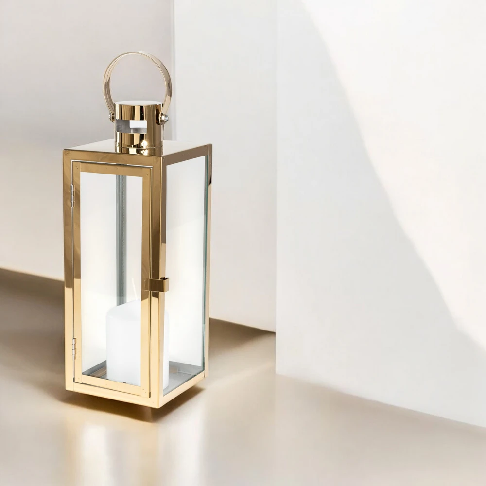 Lampiony Złote Dekoracyjne do Salonu - Zestaw 3 sztuk Duży Średni i Mały - obrazek 15