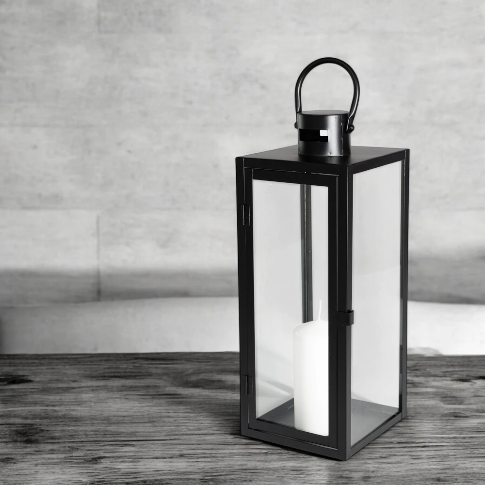 Lampion Czarny 29 cm - do Salonu na Balkon Stół Parapet Znicz - obrazek 8