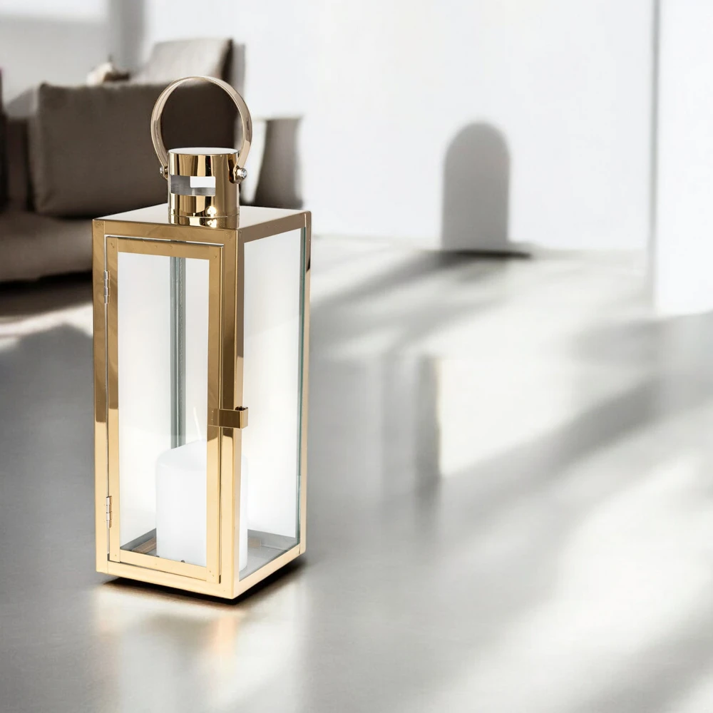 Lampiony Złote Dekoracyjne do Salonu - Zestaw 3 sztuk Duży Średni i Mały - obrazek 10