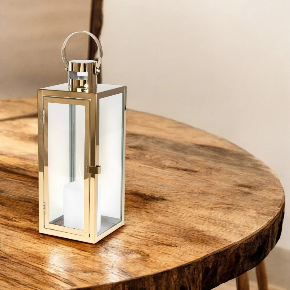 Lampiony Złote Dekoracyjne do Salonu - Zestaw 3 sztuk Duży Średni i Mały - obrazek 9