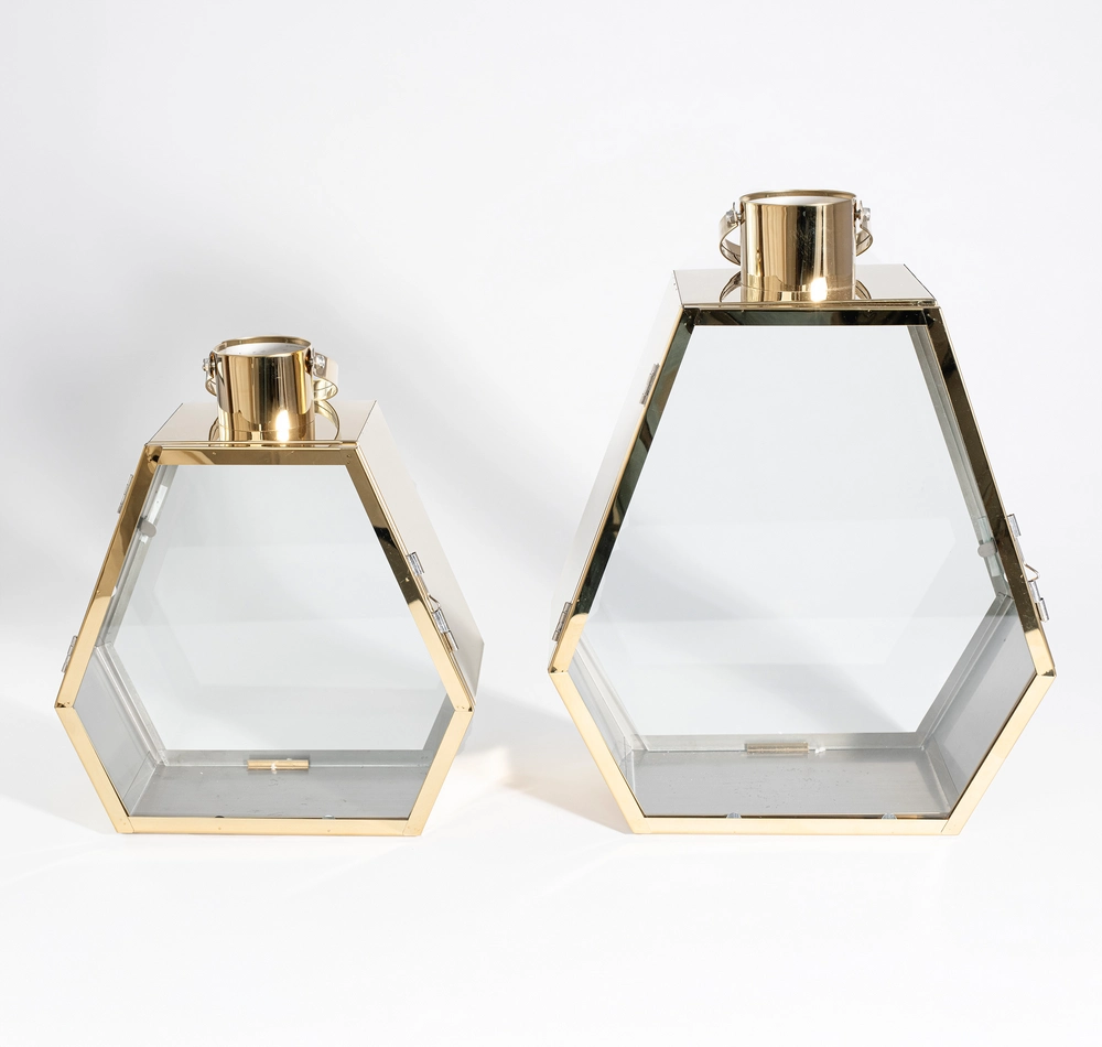 Lampion Złoty Palace 43 cm Dekoracyjny do Salonu Sześciokątny - obrazek 6