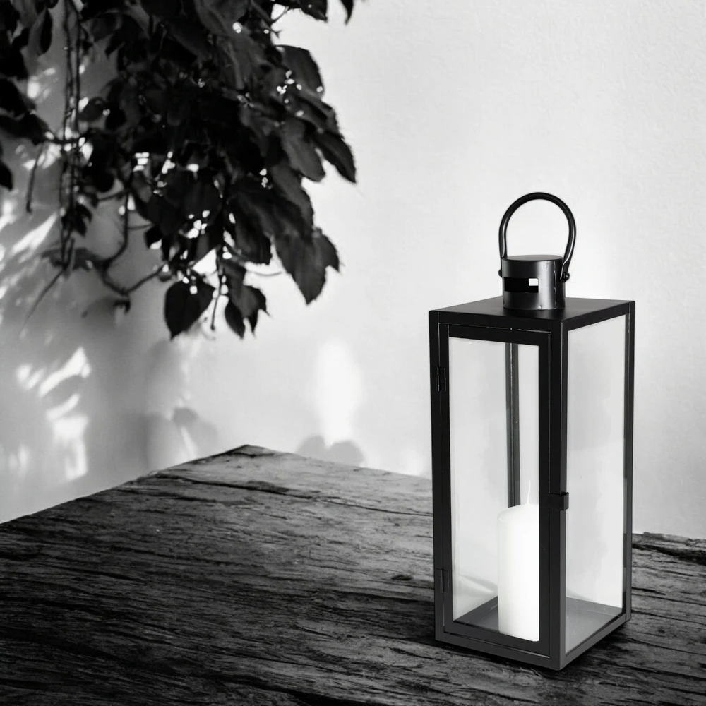 Lampion Czarny 29 cm - do Salonu na Balkon Stół Parapet Znicz - obrazek 9