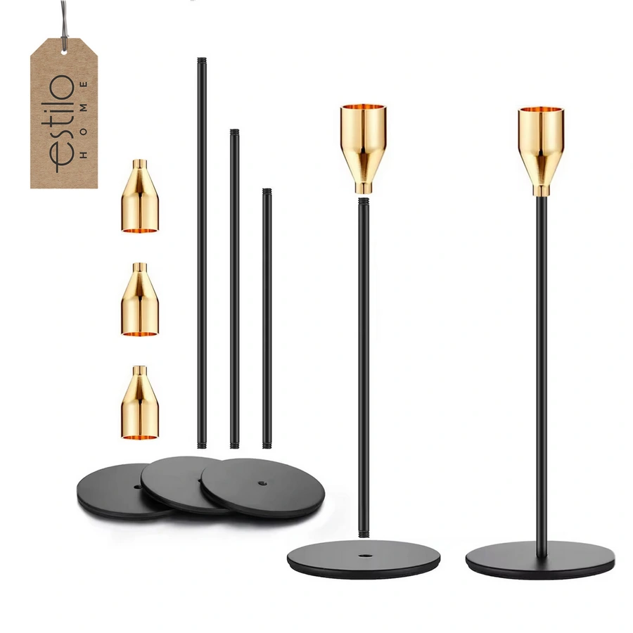 świecznik ozdobny na stół wesele święta złoto czarny