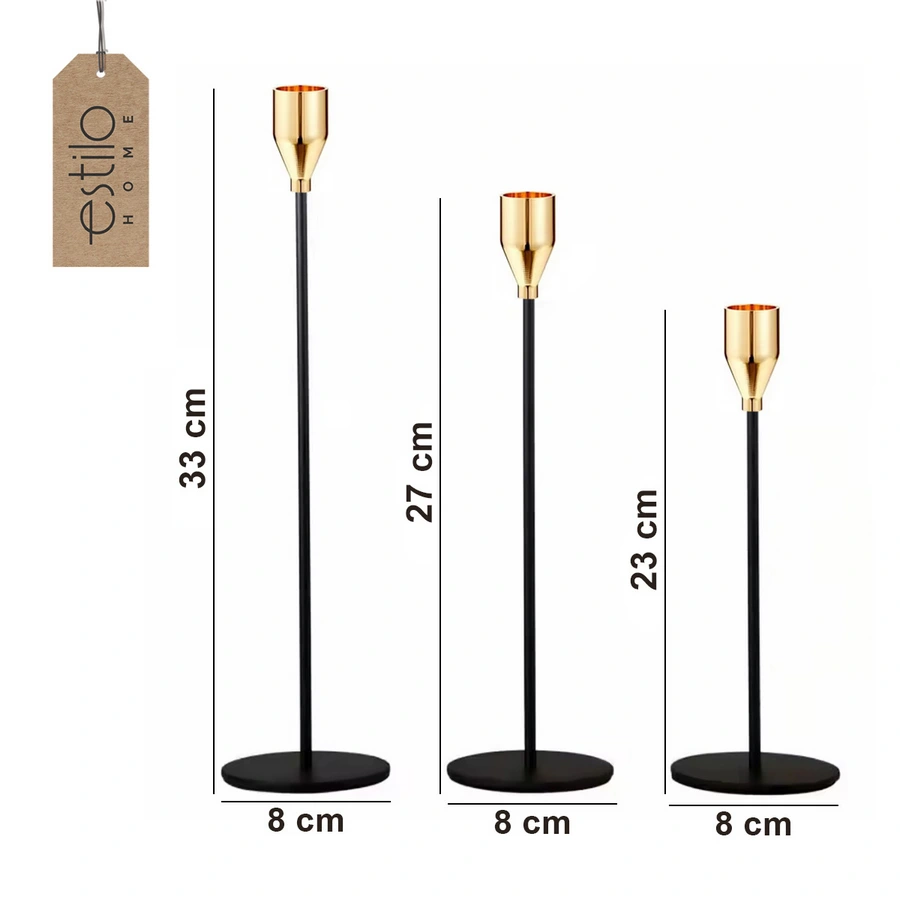 świecznik ozdobny na stół wesele święta złoto czarny