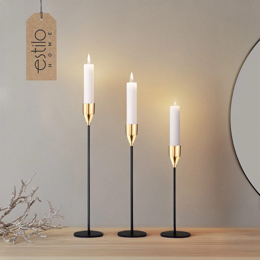 świecznik ozdobny na stół wesele święta złoto czarny