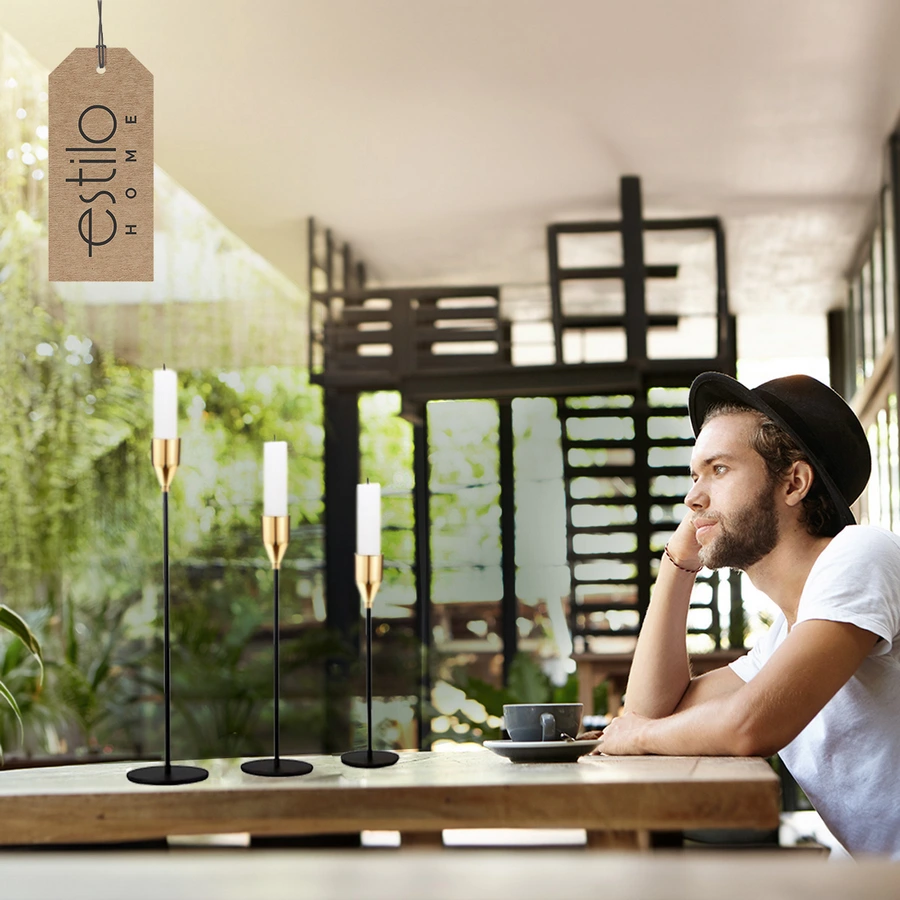 świecznik ozdobny na stół wesele święta złoto czarny