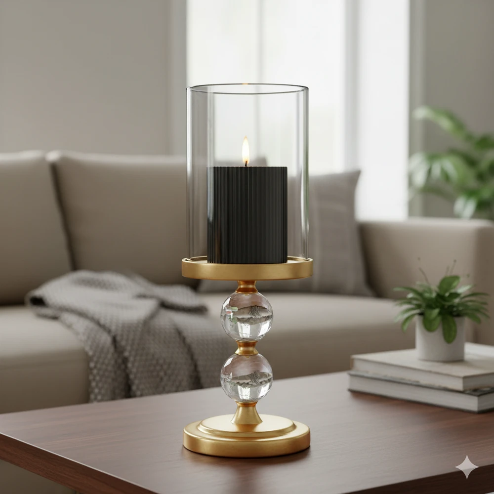 Świeczka LED Ozdobna Czarna, Dekoracyjne Żłobienia, Średnica 7,5cm Wysokość 10cm - obrazek 11