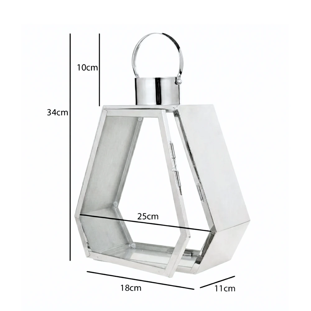 Lampion Srebrny Palace 34 cm Chrom Dekoracyjny do Salonu Sześciokątny - obrazek 3