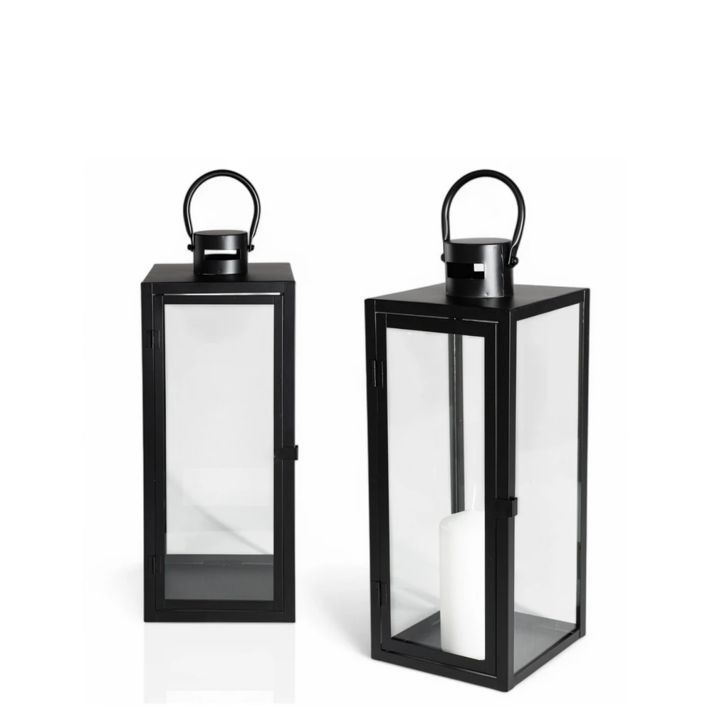 Lampion Czarny 29 cm - do Salonu na Balkon Stół Parapet Znicz