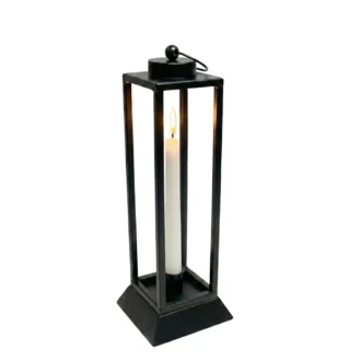 Czarny Lampion Metalowy HALL M – Nowoczesna Latarnia na Wysokie Świece 39,5 cm