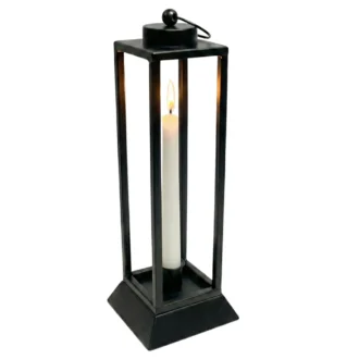 Czarny Lampion Metalowy HALL L – Nowoczesna Latarnia na Wysokie Świece 45,5 cm