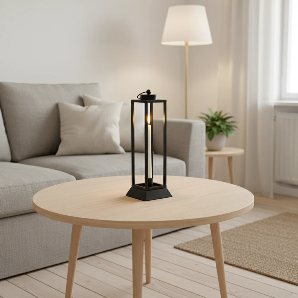 Czarny Lampion Metalowy HALL L – Nowoczesna Latarnia na Wysokie Świece 45,5 cm - obrazek 8