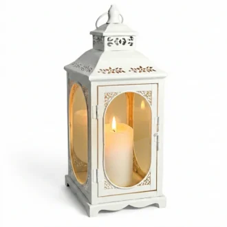 Lampion Dekoracyjny Biały 54 cm Latarnia w stylu Boho i Prowansalskim - ROSEHIL L