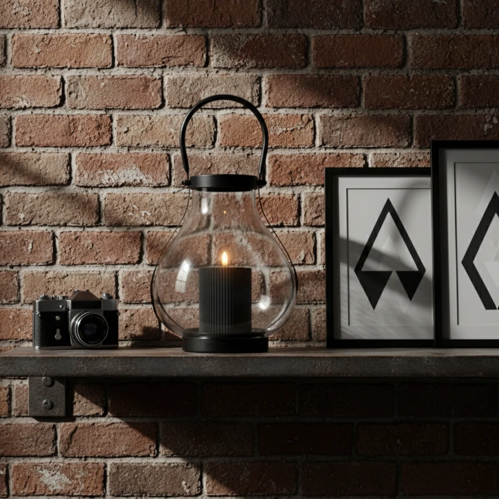 Szklany Lampion GLASSY 25 cm – Nowoczesna Latarnia, Świecznik z Metalowym Uchwytem - obrazek 13