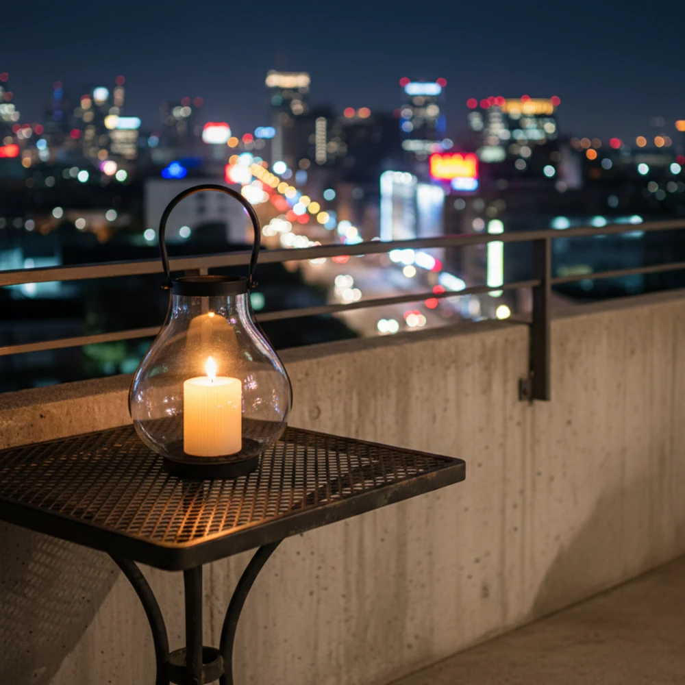 Szklany Lampion GLASSY 25 cm – Nowoczesna Latarnia, Świecznik z Metalowym Uchwytem - obrazek 6