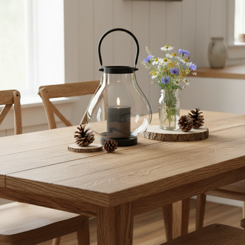 Szklany Lampion GLASSY 25 cm – Nowoczesna Latarnia, Świecznik z Metalowym Uchwytem - obrazek 9