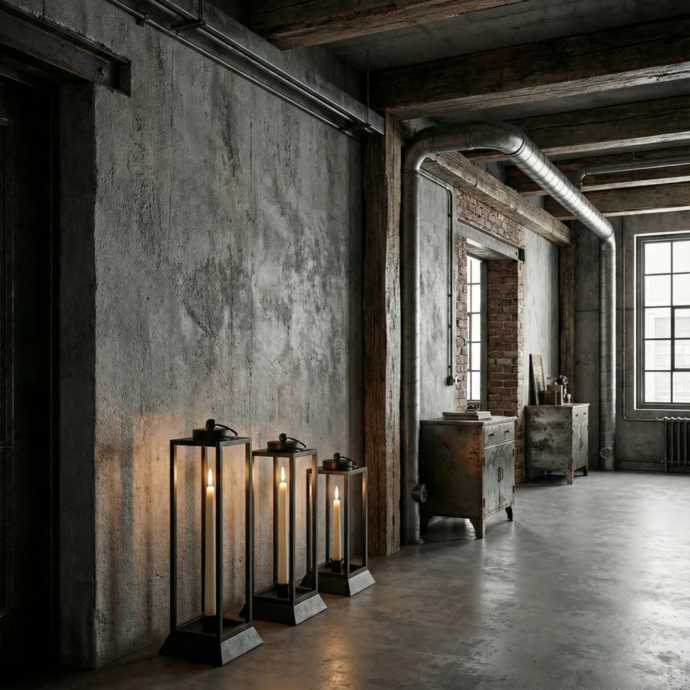 Czarny Lampion Metalowy HALL - Zestaw 3 Sztuk Lampionów na Wysokie Świece - obrazek 9